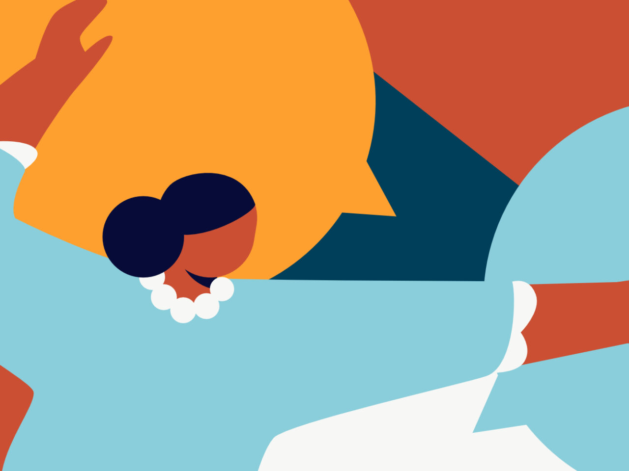 A vector illustration of a woman leading forward